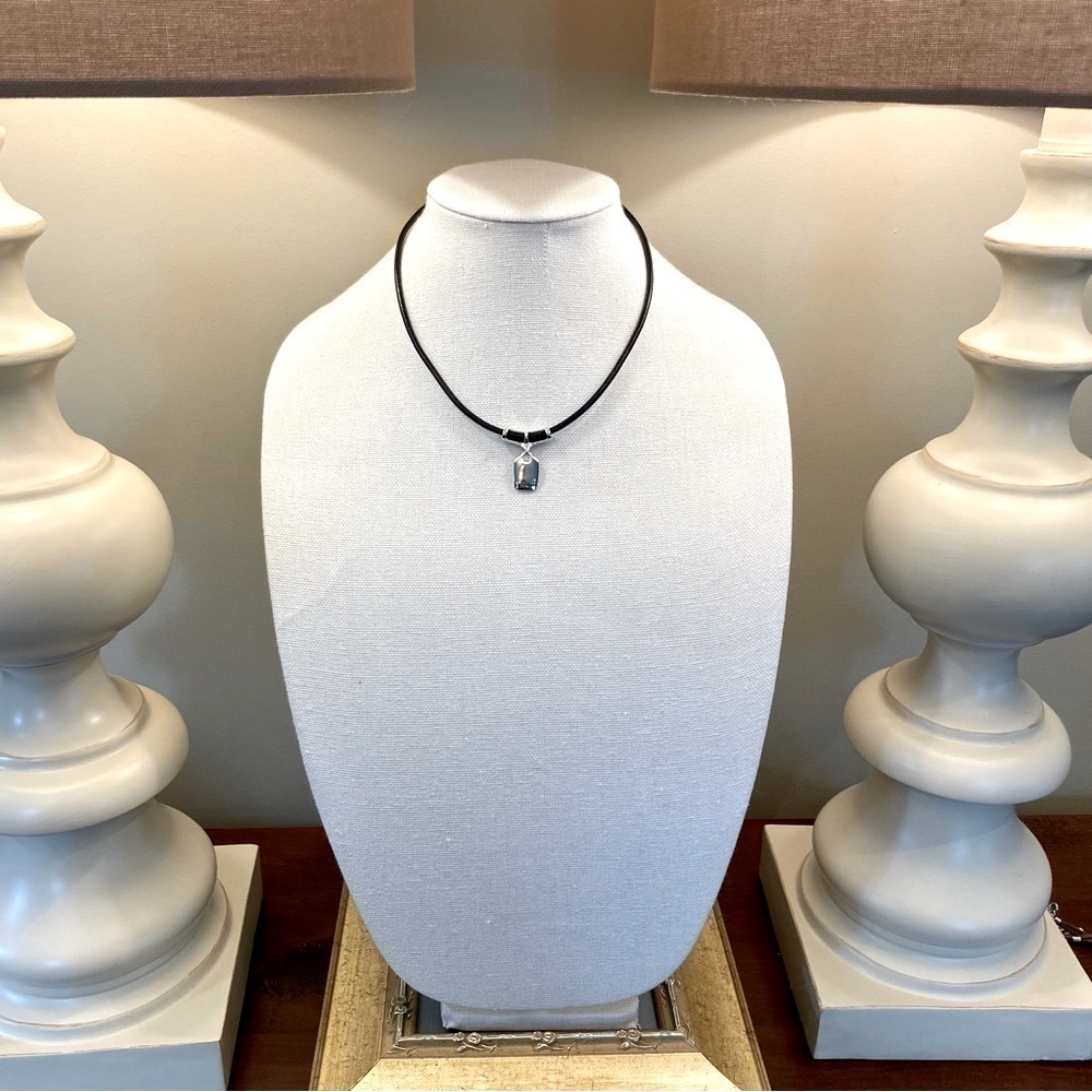 Lia Sophia ANEW Silver Tone Pendant with Black Cord Necklace